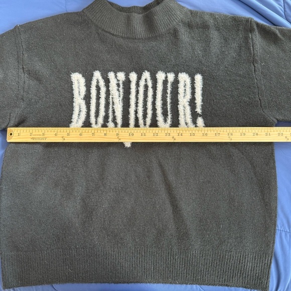 A New Day Black “Bonjour!”Sweater, Size L - Picture 6 of 7